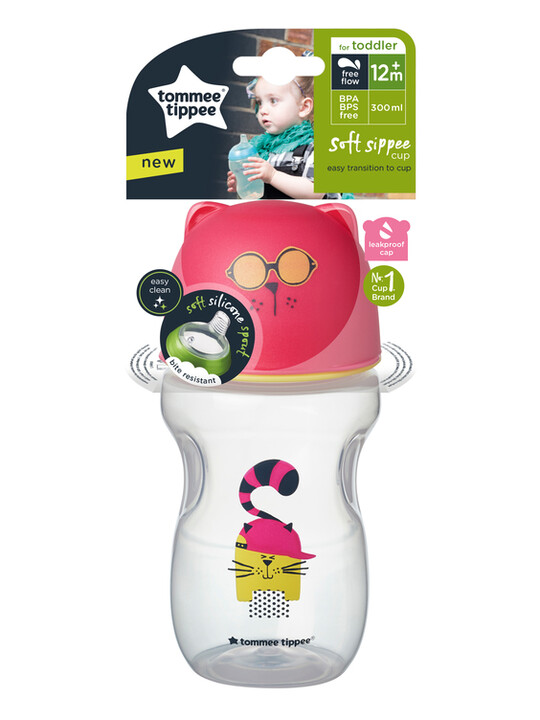 Tommee Tippee Soft Sippee Free Flow Transition Cup Pink 300ml image number 2